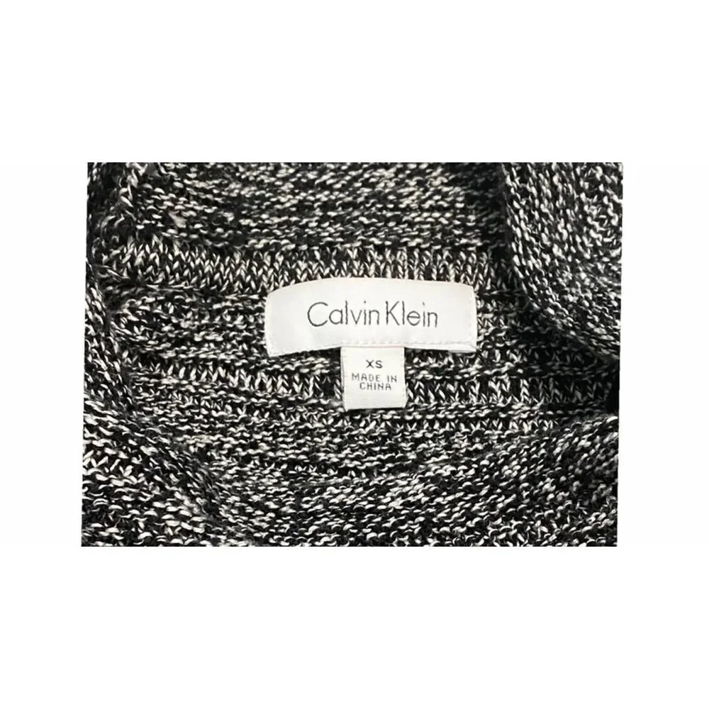 Calvin Klein Cowl Neck Knit Sweater Pullover Rib Front Contrast Design Gray XS - Picture 3 of 9